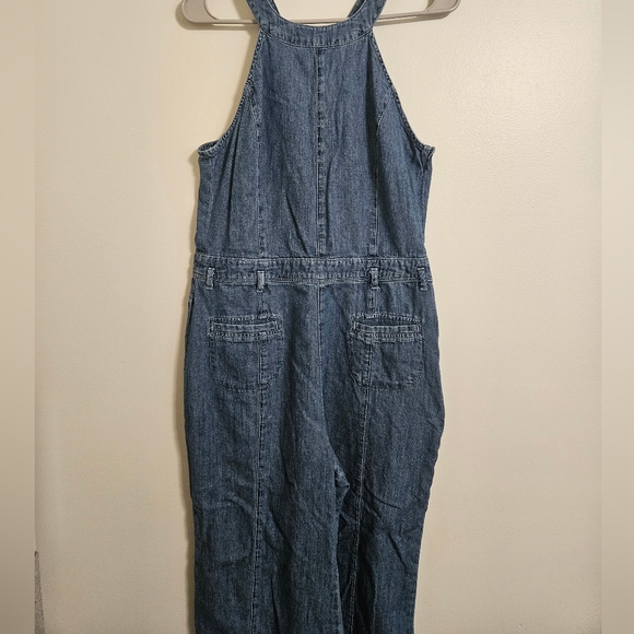 Anthropologie Pilcro Femme Boho Denim Jumpsuit Overalls Wide Leg Crop Sz 10 - Picture 3 of 13